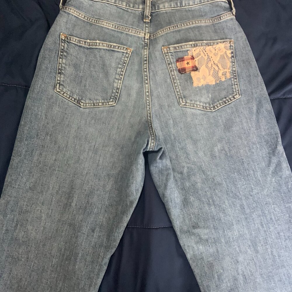 One of a Kind Western Patchwork Jeans - Picture 5 of 7